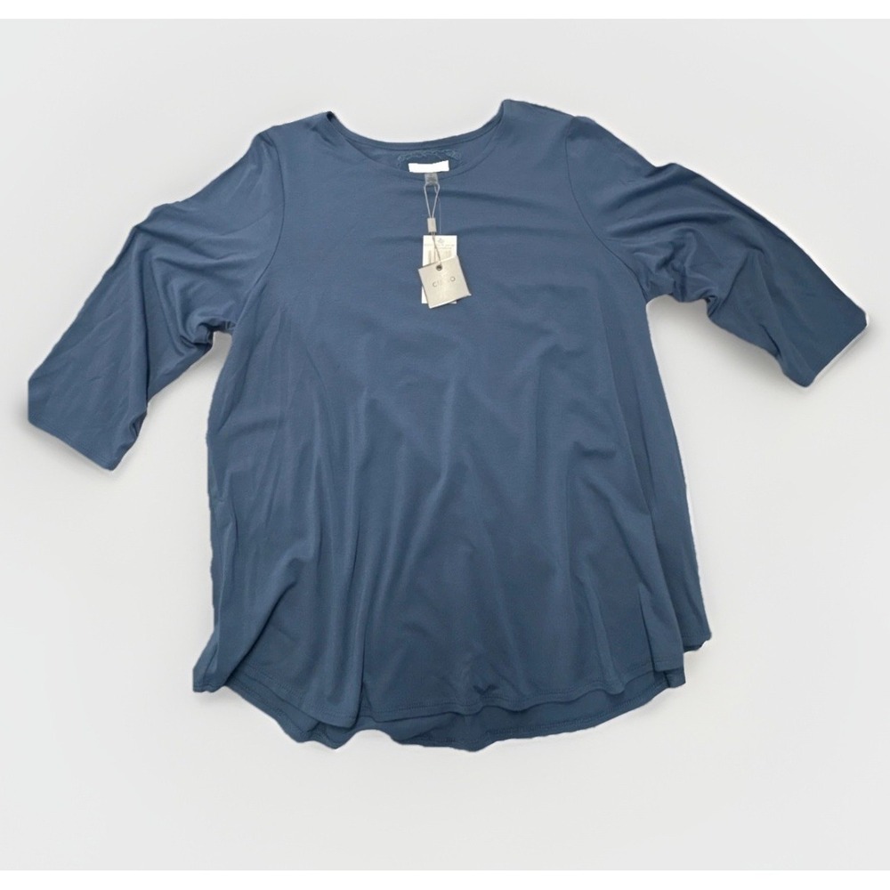 Cupio Womens Captain Blue 3/4 Sleeve Round Neck Knit Top 1X CUTP00841W NWT